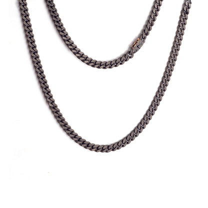 MANO J - COLLANA GROUMETTE IN TITANIO CON CHIUSURA IN ORO ROSE'