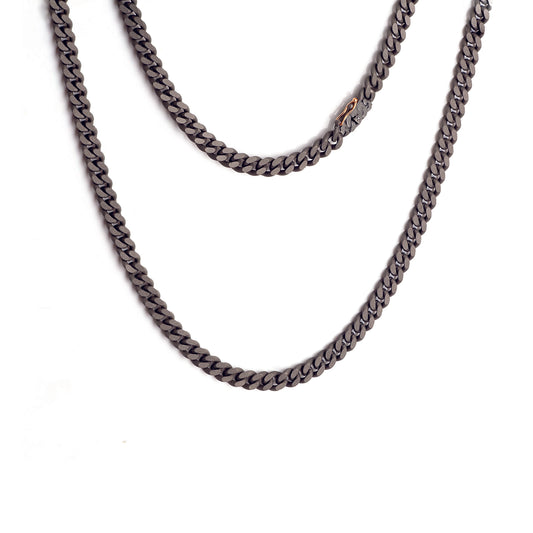 MANO J - COLLANA GROUMETTE IN TITANIO CON CHIUSURA IN ORO ROSE'