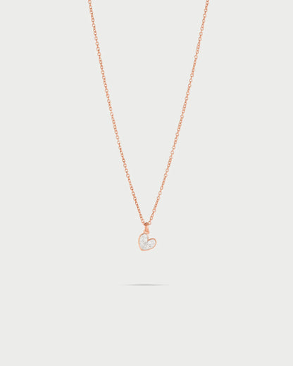 GIROCOLLO ROSE' CON CIONDOLO CUORE CON ZIRCONI