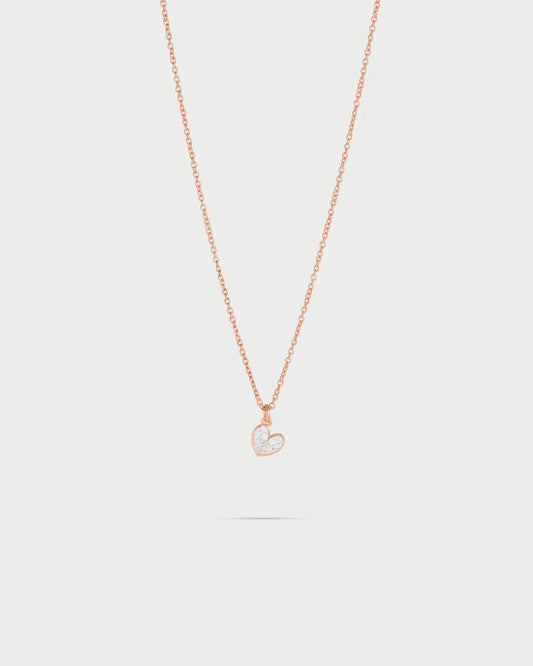 GIROCOLLO ROSE' CON CIONDOLO CUORE CON ZIRCONI