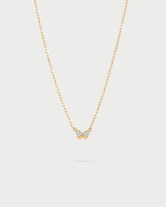 COLLANA ARGENTO DORATO CON FARFALLA PAVE' ZIRCONI