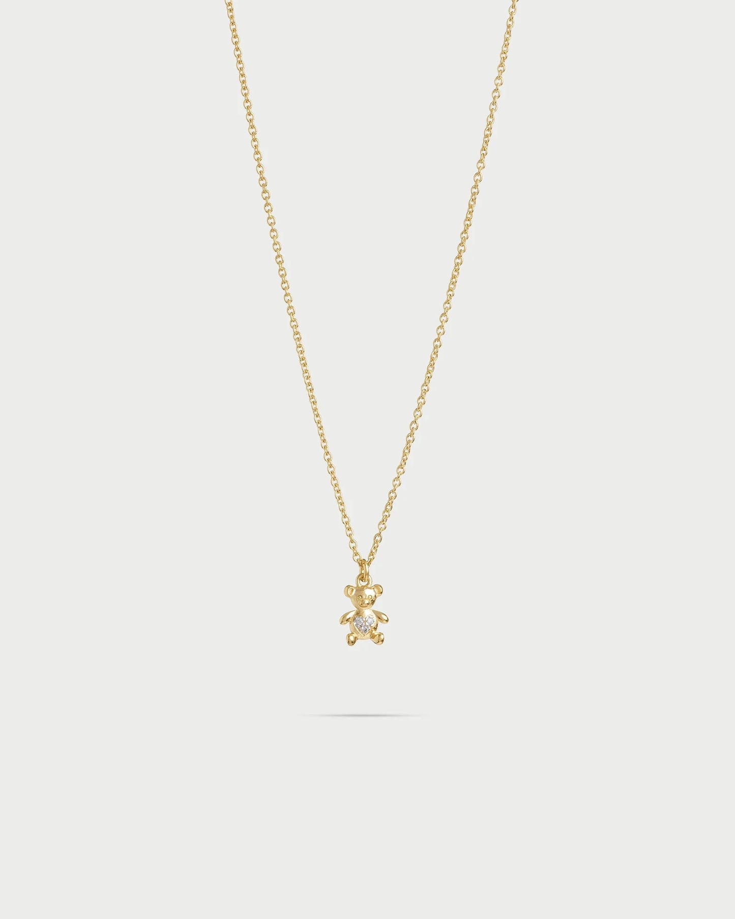 GIROCOLLO CATENA E ORSETTO TEDDY FANCY ARGENTO DORATO E ZIRCONI