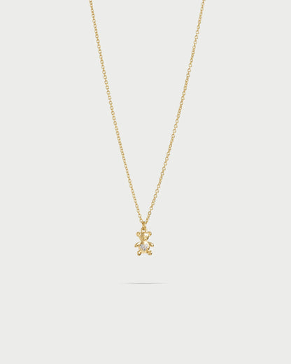 GIROCOLLO CATENA E ORSETTO TEDDY FANCY ARGENTO DORATO E ZIRCONI