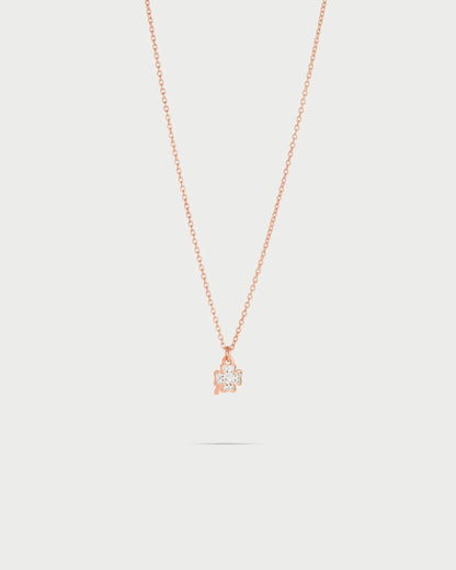 COLLANA GIROCOLLO ARGENTO ROSE' CON QUADRIFOGLIO PAVE' ZIRCONI