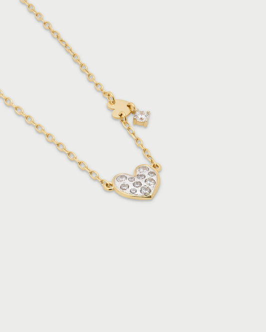 GIROCOLLO ARGENTO DORATO CON CUORE PAVE' ZIRCONI