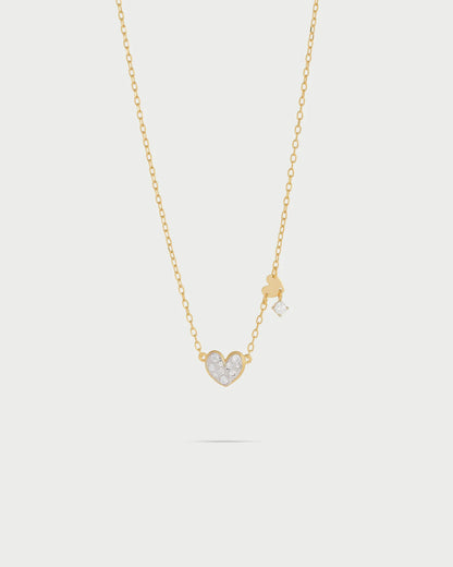 GIROCOLLO ARGENTO DORATO CON CUORE PAVE' ZIRCONI