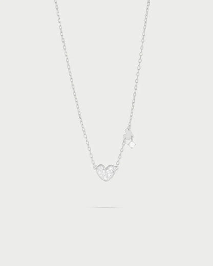 COLLANA GIROCOLLO ARGENTO RODIO CON CUORE PAVE' ZIRCONI
