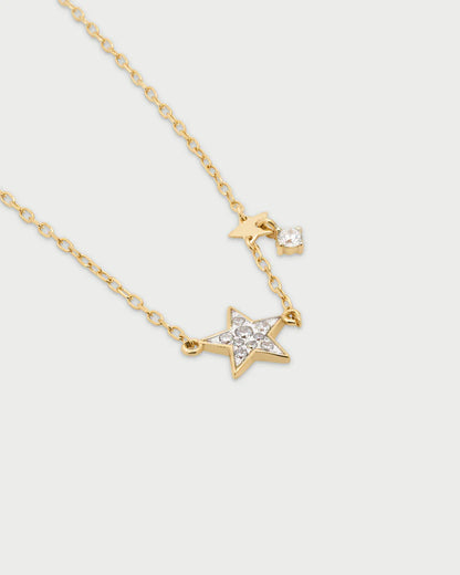 COLLANA ARGENTO DORATO CON STELLA PAVE' ZIRCONI