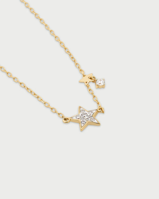 COLLANA ARGENTO DORATO CON STELLA PAVE' ZIRCONI