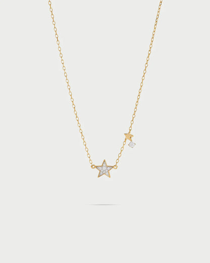 COLLANA ARGENTO DORATO CON STELLA PAVE' ZIRCONI