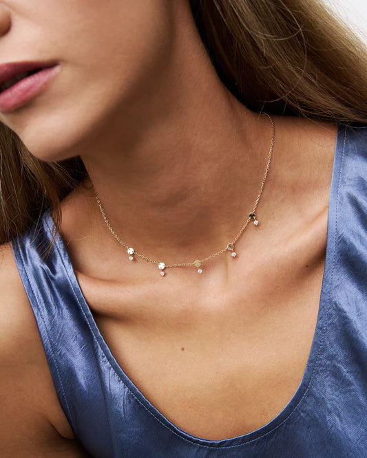 COLLANA GIROCOLLO ARGENTO DORATO CON CERCHI E ZIRCONI