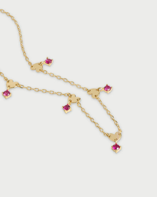COLLANA 5 CUORI ZIRCONI ROSSI