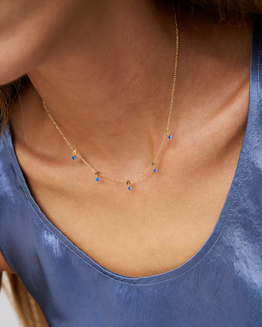 COLLANA GIROCOLLO CON 5 STELLE E ZIRCONI BLU