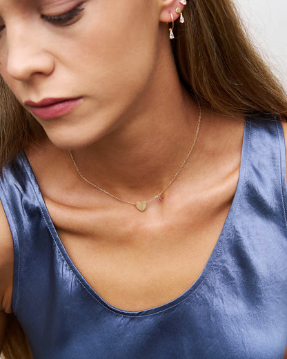 COLLANA GIROCOLLO ARGENTO DORATO CON CUORE E ZIRCONE PENDENTE