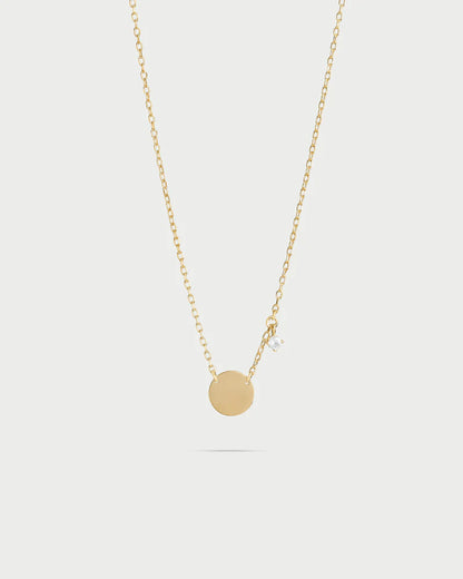 COLLANA ARGENTO DORATO CERCHIO CON ZIRCONE BIANCO