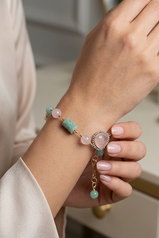 SICYLUI - ROSE QUARTZ AND AMAZONITE BRACELET