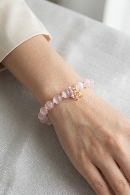 SICYLUI - BRACCIALE ELASTICO CON AGATA ROSA