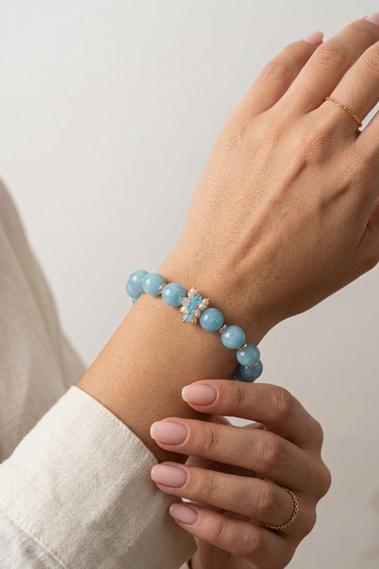 SICYLUI - BRACCIALE ELASTICO CON AGATA AZZURRA