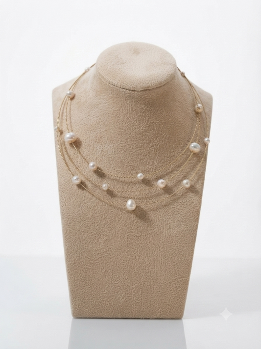 SOARA - COLLIER ARGENTO DORATO E PERLE