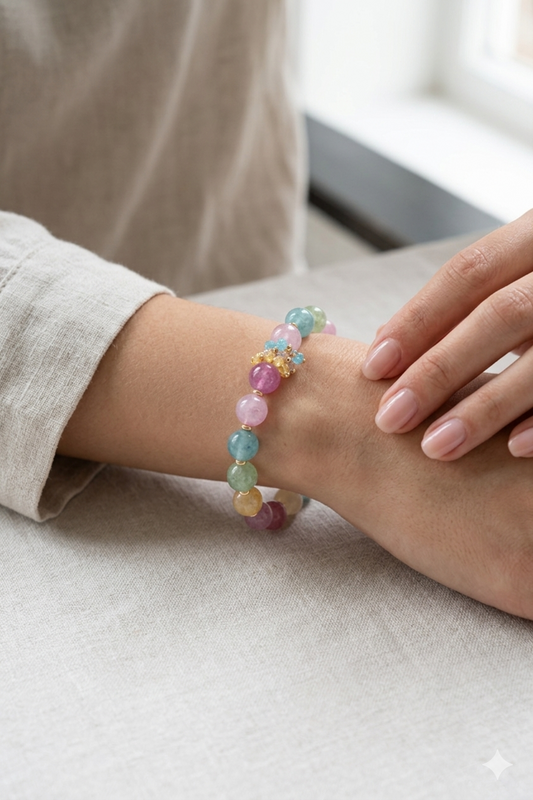 SICYLUI - BRACCIALE ELASTICO MULTICOLOR E ZIRCONI