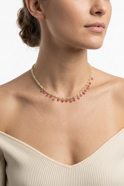 SICYLUI - COLLANA CHOCKER CON ZIRCONI VERDE E FUCSIA