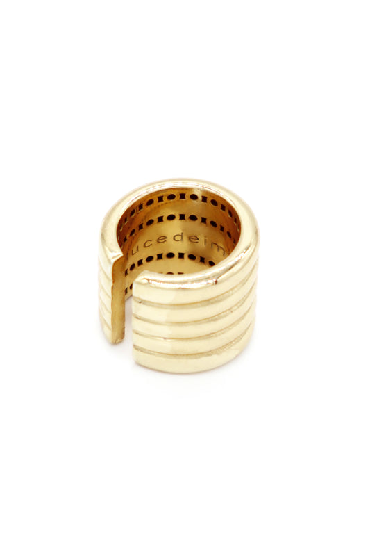 ANELLO FASCIA RIGATO ARGENTO DORATO