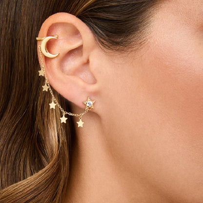 VALENTINA FERRAGNI - EARCUFF STARS CON STELLE E LUNA ARGENTO DORATO