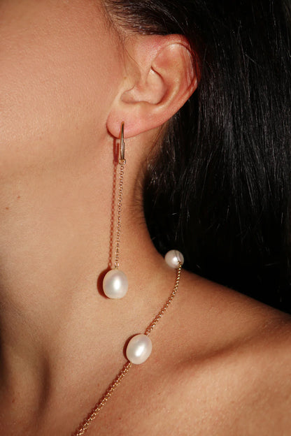 LDMO - ORECCHINI MADAME PERLE BAROCCHE E ARGENTO DORATO