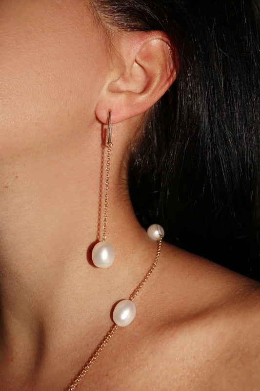 LDMO - ORECCHINI MADAME PERLE BAROCCHE E ARGENTO DORATO