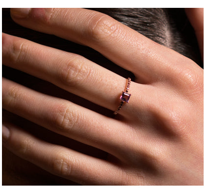 LE CARRE' - ANELLO ORO ROSE' CON AMETISTA E DIAMANTI