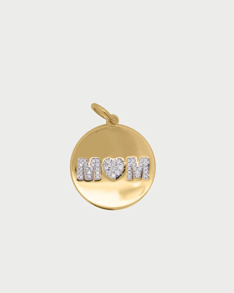 CHARM BAR - CIONDOLO MEDAGLIA CIRCLE MOM IN ARGENTO E ZIRCONI BIANCHI