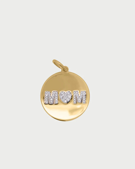 CHARM BAR - CIONDOLO MEDAGLIA CIRCLE MOM IN ARGENTO E ZIRCONI BIANCHI