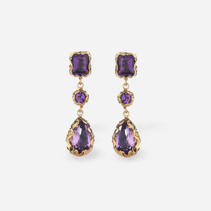 MARIAELUISA JEWELS - ORECCHINI PENDENTI ARGENTO DORATO E AMETISTA