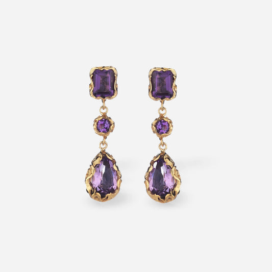 MARIAELUISA JEWELS - ORECCHINI PENDENTI ARGENTO DORATO E AMETISTA