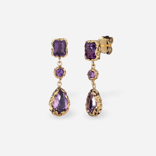 MARIAELUISA JEWELS - ORECCHINI PENDENTI ARGENTO DORATO E AMETISTA