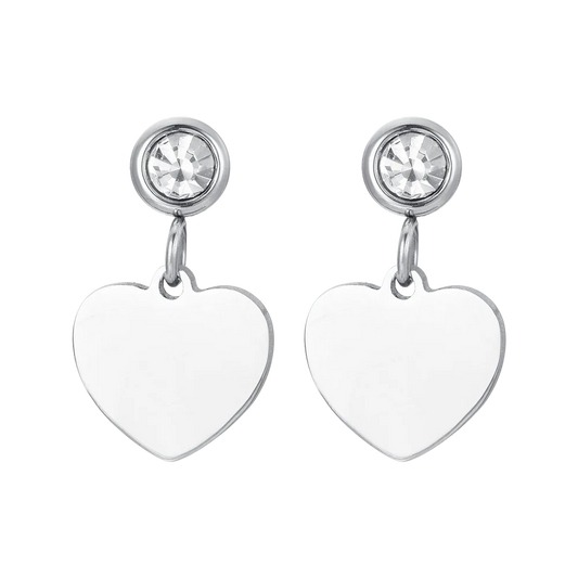 LUCA BARRA - ORECCHINI DONNA IN ACCIAIO CON CUORE E ZIRCONE BIANCO