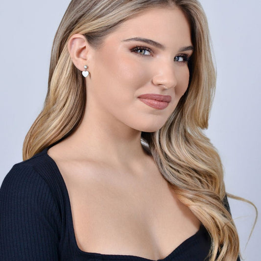 LUCA BARRA - ORECCHINI DONNA IN ACCIAIO CON CUORE E ZIRCONE BIANCO