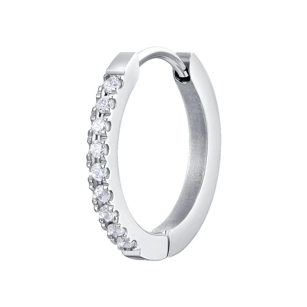 LUCA BARRA - MONO ORECCHINO IN ACCIAIO CON CRISTALLI BIANCHI