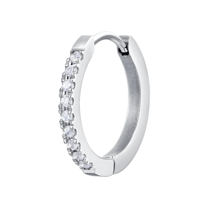 LUCA BARRA - MONO ORECCHINO IN ACCIAIO CON CRISTALLI BIANCHI