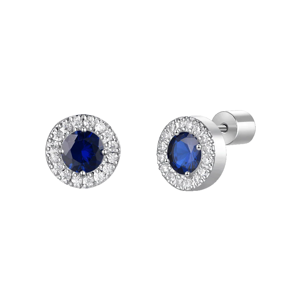 LUCA BARRA - ORECCHINI CON ELEMENTO CON ZIRCONI BLU E BIANCHI