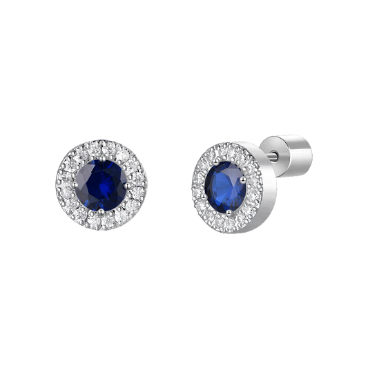 LUCA BARRA - ORECCHINI CON ELEMENTO CON ZIRCONI BLU E BIANCHI