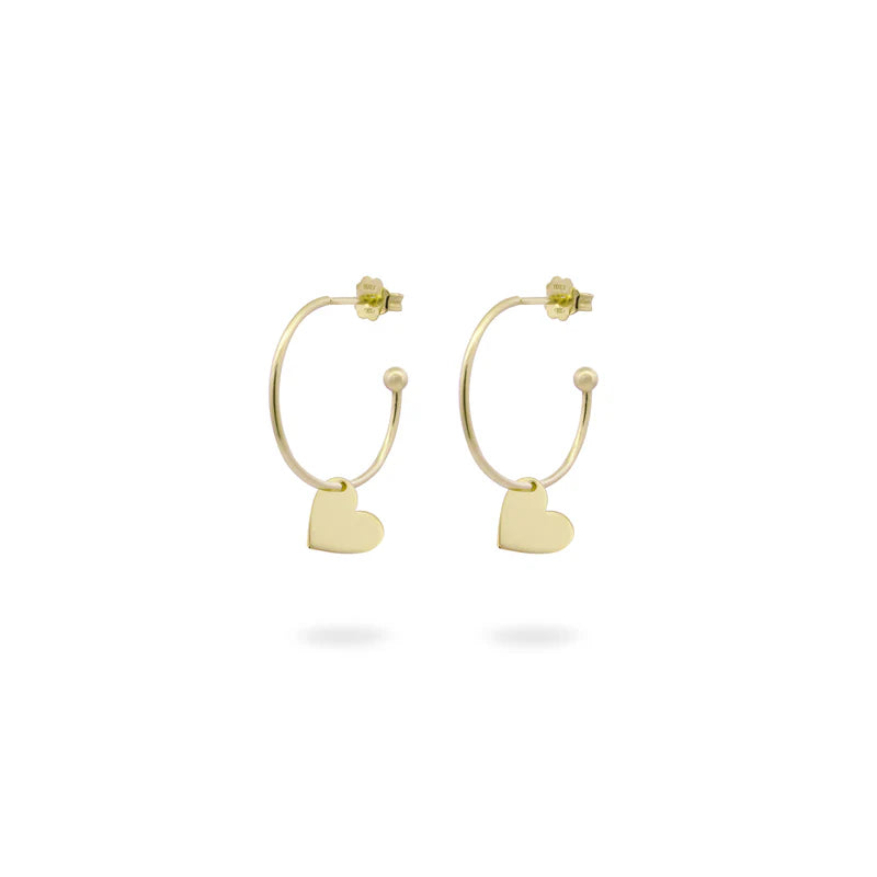 ORECCHINI CERCHI ARGENTO DORATO PENDENTE CUORE