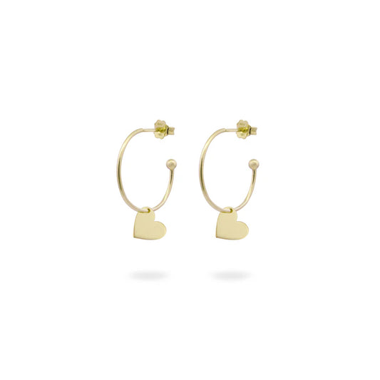ORECCHINI CERCHI ARGENTO DORATO PENDENTE CUORE