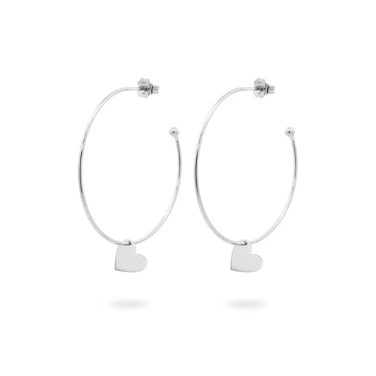 ORECCHINI CERCHI ARGENTO RODIO PENDENTE CUORE