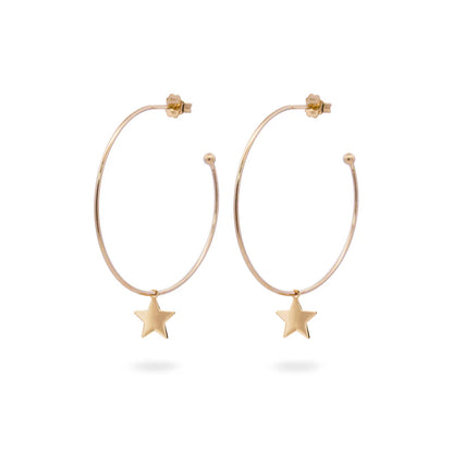 CERCHI ARGENTO ROSE' CON STELLA PENDENTE