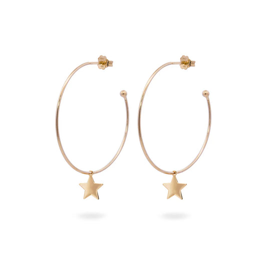 CERCHI ARGENTO ROSE' CON STELLA PENDENTE