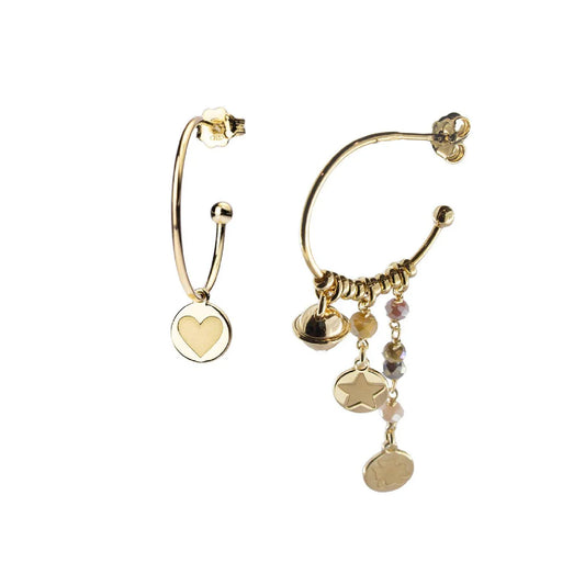 CERCHI ARGENTO DORATO CON CIONDOLI PENDENTI GIPSY