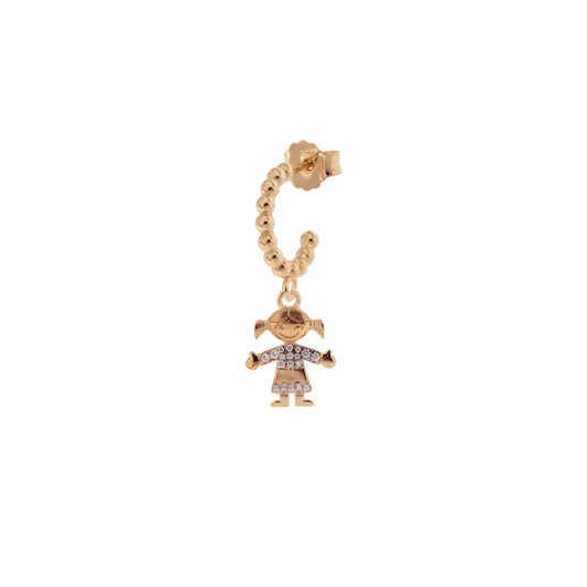 ORECCHINO MONO ARGENTO ROSE' E ZIRCONI (BIMBA)