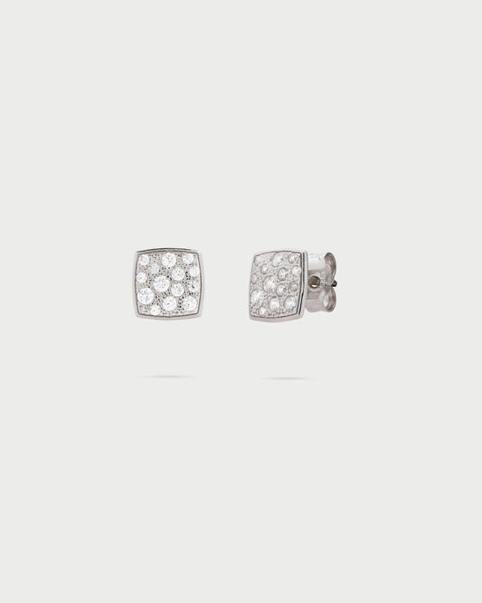 ORECCHINI ARGENTO RODIO LOBO QUADRATO PAVE' ZIRCONI