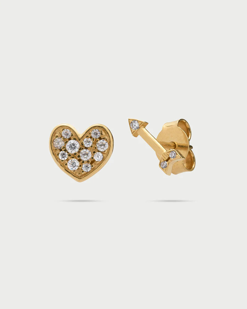 ORECCHINI LOBO CUORE E FRECCIA PAVE' ZIRCONI